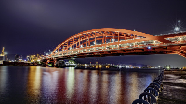 Christo bridge city lights night free wallpaper - medium preview image