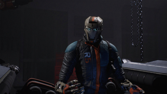 Man suit helmet dark room free wallpaper - medium preview image