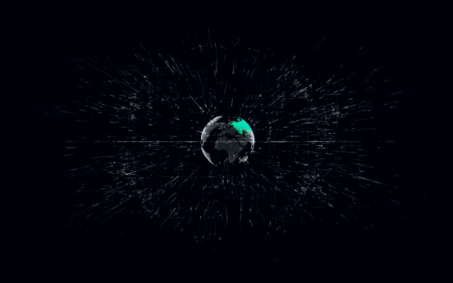 Green astronaut aurora city lights free wallpaper - medium preview image