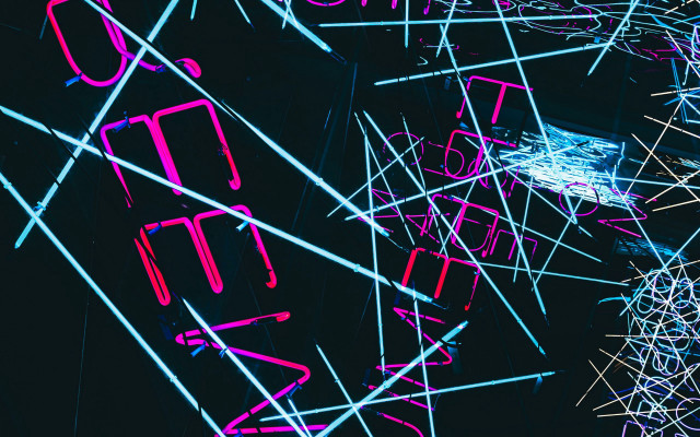 Neon sign clock holography cyberpunk free wallpaper - medium preview image