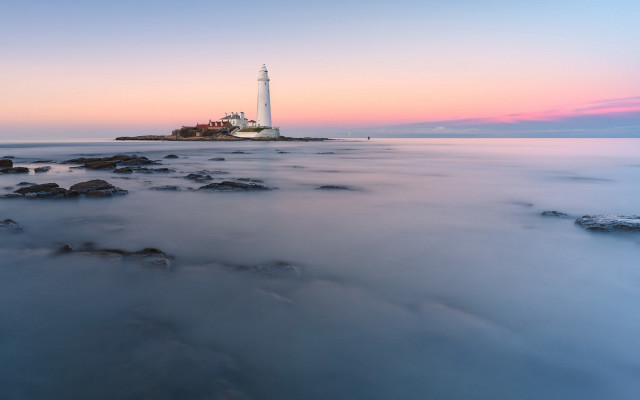 Lighthouse rocky shore sunset clouds #13 free wallpaper - medium preview image