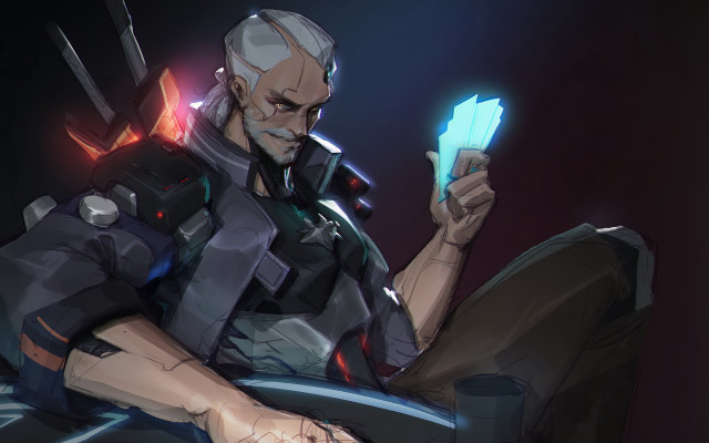 Glowing man holding card armor free wallpaper - medium preview image