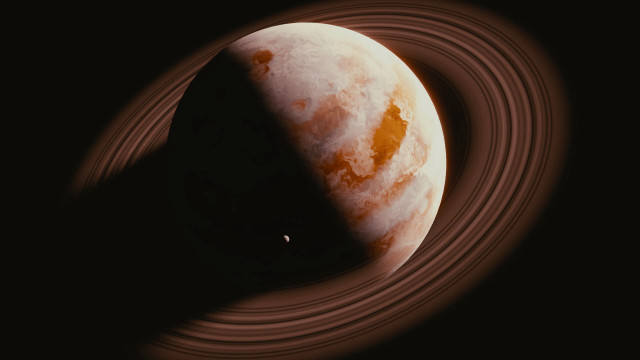 Saturn shadow moon space art free wallpaper - medium preview image