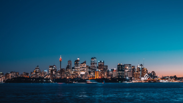 City skyline night water boat #9 free wallpaper - medium preview image