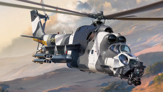 Helicopter clouds sunset mountain ocean free wallpaper - medium preview image