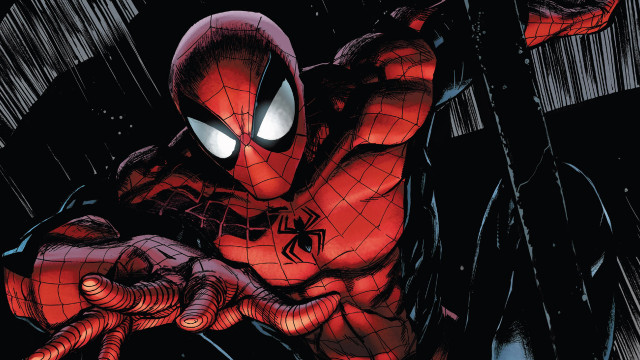 Spiderman suit glowing rain photorealism free wallpaper - medium preview image