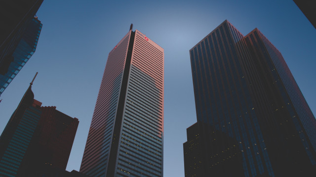 Cityscape skyline sunshine tiltshift buildings free wallpaper - medium preview image