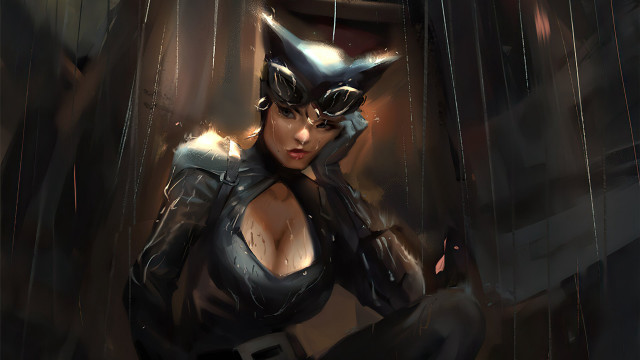 Catwoman goggles gun rain dark free wallpaper - medium preview image