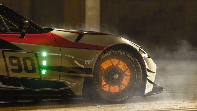 Car green light foggy building free wallpaper - medium preview image