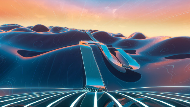 Retro mountain light sky sunset free wallpaper - medium preview image