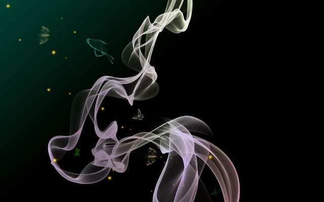 Smoke trail green glow butterfly free wallpaper - medium preview image