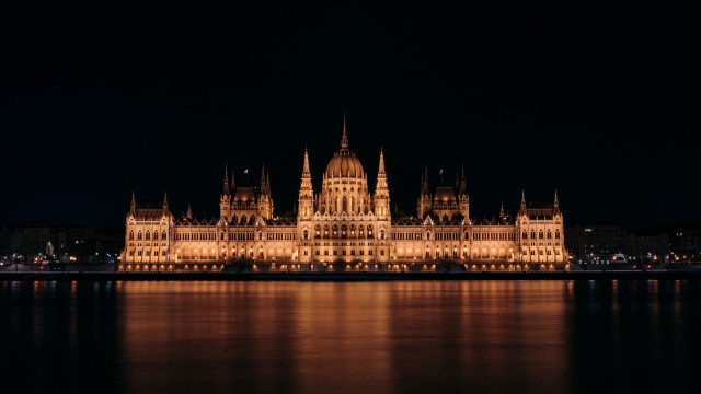 Night cityscape bridge tower reflection free wallpaper - medium preview image