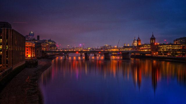 City skyline bridge river night #58 free wallpaper - medium preview image