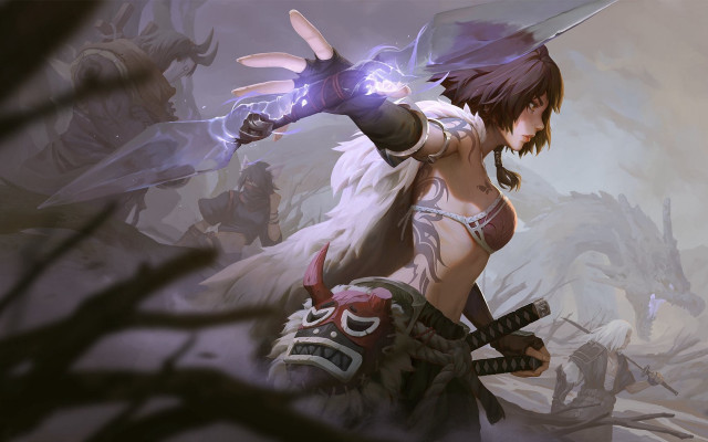 Woman sword demon fantasy armor #2 free wallpaper - medium preview image