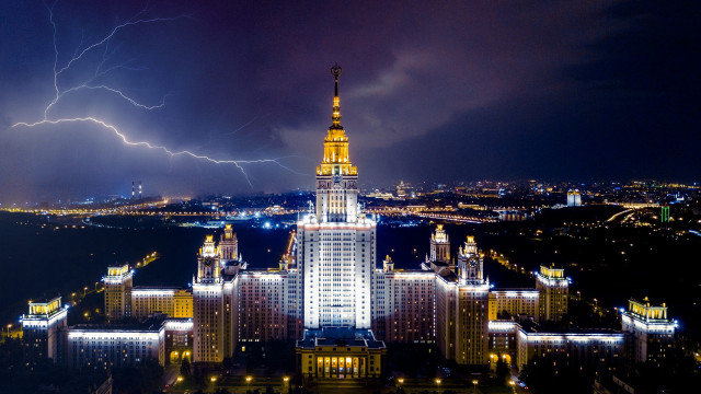Lightning city night tower aurora free wallpaper - medium preview image