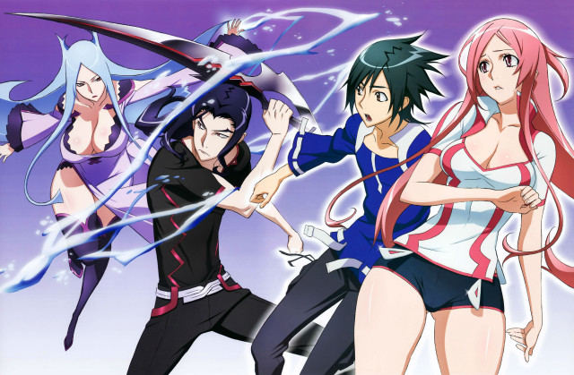 Anime characters swords purple background #3 free wallpaper - medium preview image