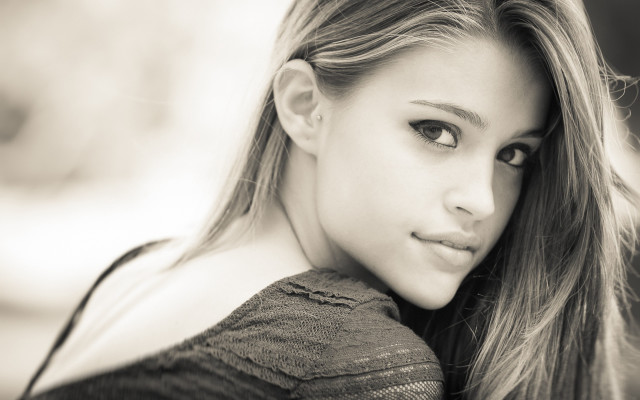 Woman longhair portrait blackandwhite clairefalkenstein free wallpaper - medium preview image
