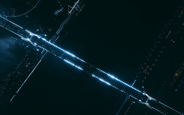 Futuristic city night hologram starry free wallpaper - medium preview image
