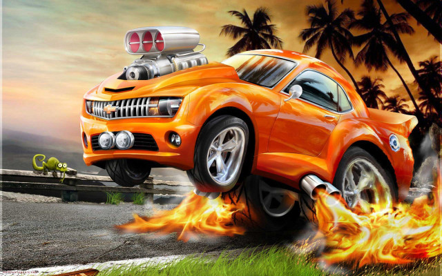 Car on fire man background free wallpaper - medium preview image