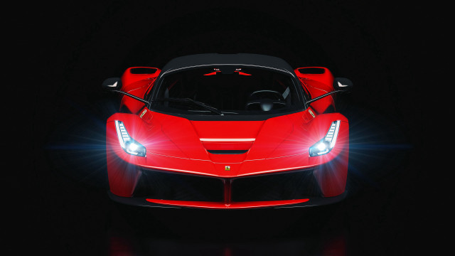 Red sports car headlights dark free wallpaper - medium preview image