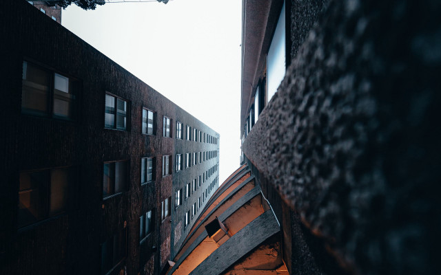 Brutalism building lowangle sky matte free wallpaper - medium preview image