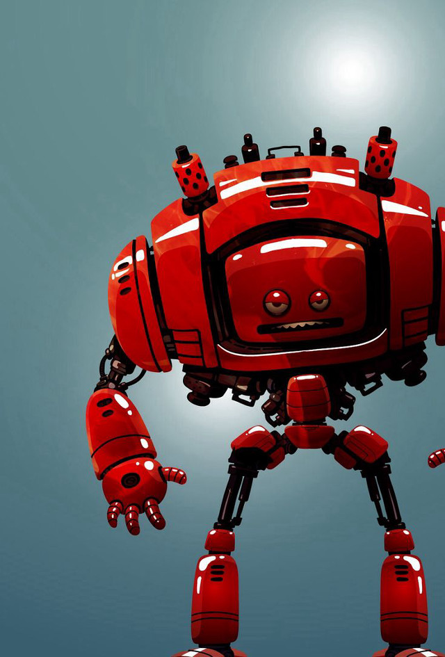 Red robot four arms head free wallpaper - medium preview image