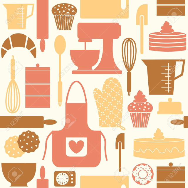 Kitchen utensils items pattern white free wallpaper - medium preview image