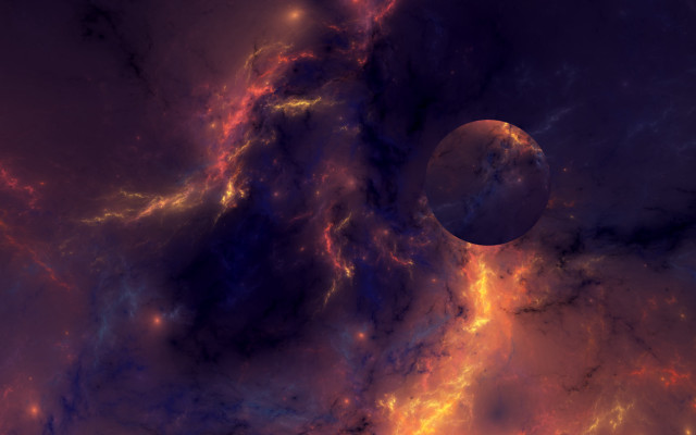 Colorful space mountain fire moon free wallpaper - medium preview image