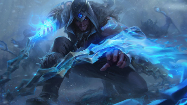 Blue hooded sword glowing fire free wallpaper - medium preview image