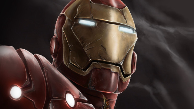 Ironman glowingeyes smokeybackground digitalpainting photorealism free wallpaper - medium preview image