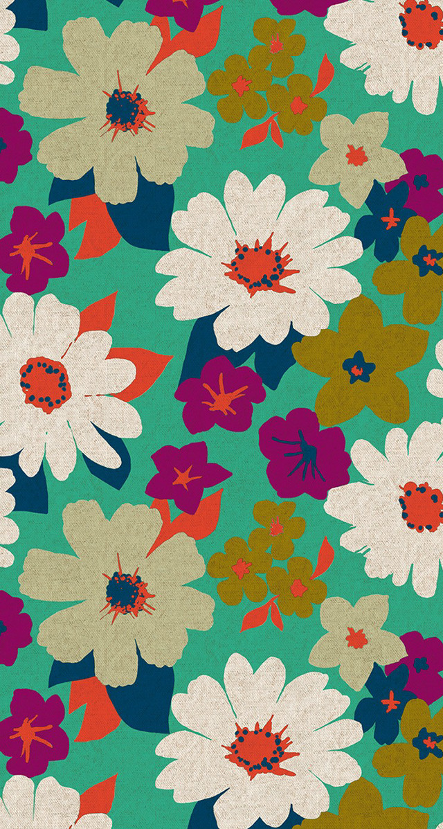 Flower pattern colorful green background #2 free wallpaper - medium preview image