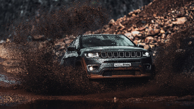 Jeep muddy road mud puddles free wallpaper - medium preview image