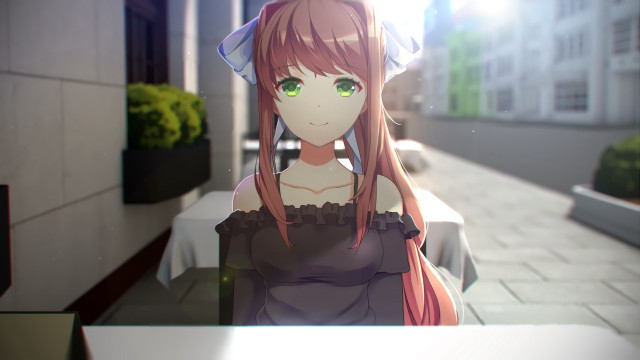 Girl greeneyes longhair smile restaurant free wallpaper - medium preview image
