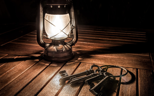 Lantern keys wooden floor dark free wallpaper - medium preview image