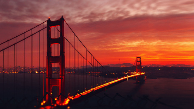 Golden gate bridge sunset orange free wallpaper - medium preview image