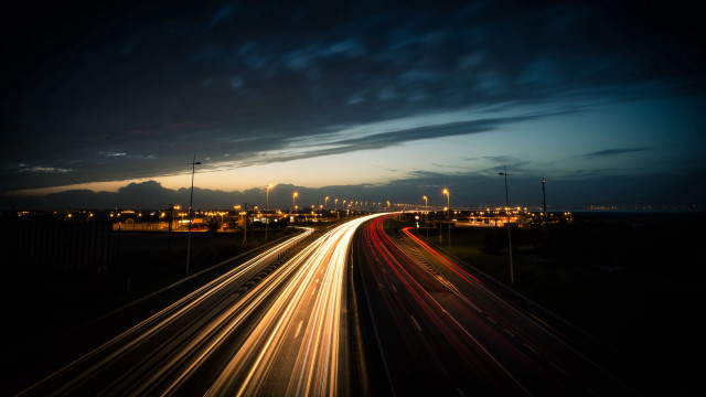 Highway night cityscape motionblur bridge free wallpaper - medium preview image