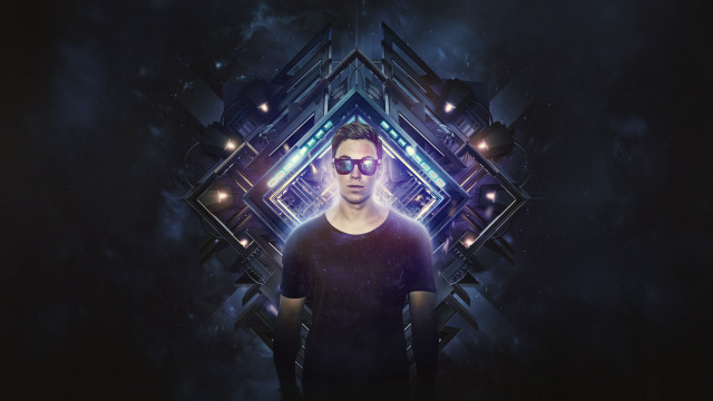 Man sunglasses dark background futuristic free wallpaper - medium preview image