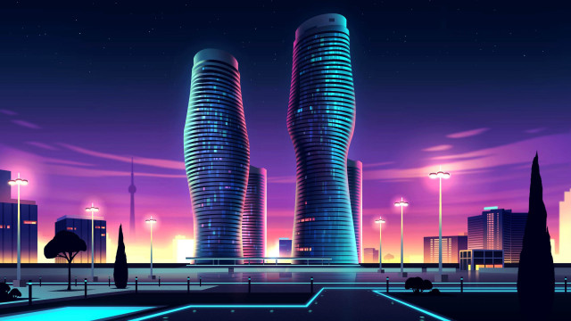 Futuristic city neon lights cyberpunk #7 free wallpaper - medium preview image