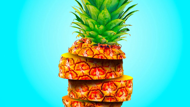 Pineapple stack blue background yellow free wallpaper - medium preview image
