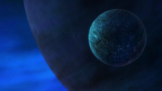 Blue planet night sky stars free wallpaper - medium preview image