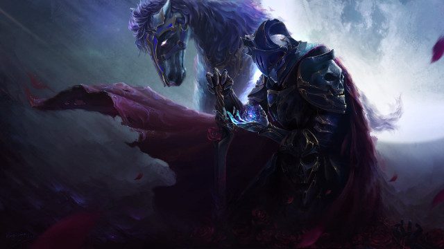 Man horse flower fullmoon fantasy free wallpaper - medium preview image