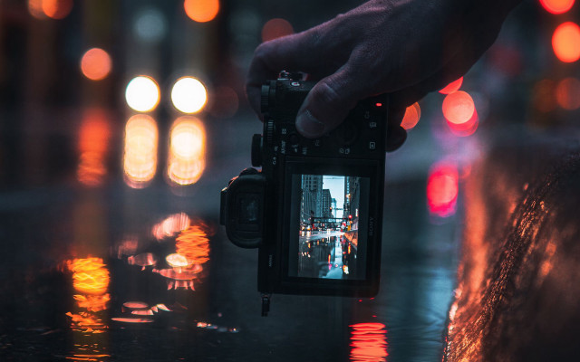City lights night camera bokeh free wallpaper - medium preview image