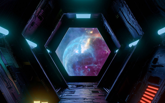 Sci fi hologram building cityscape free wallpaper - medium preview image