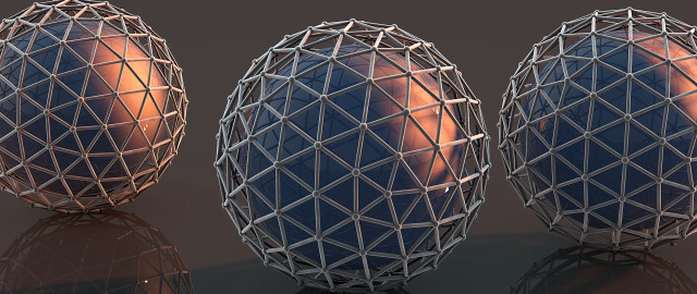 Metal balls sky reflection retrofuturism free wallpaper - medium preview image