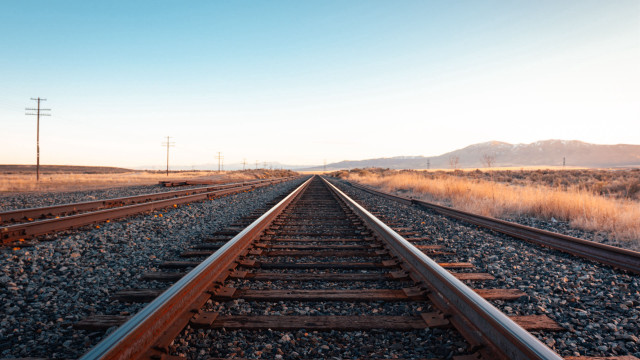 Train track sky hills telephone free wallpaper - medium preview image