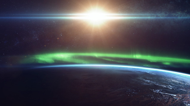 Earth sunrise citylights milkyway aurora free wallpaper - medium preview image