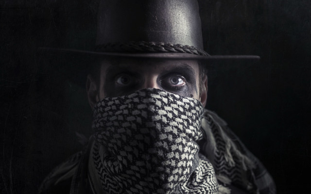 Man hat scarf portrait neopunk free wallpaper - medium preview image
