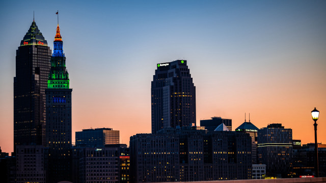 City skyline sunset bridge tower #2 free wallpaper - medium preview image