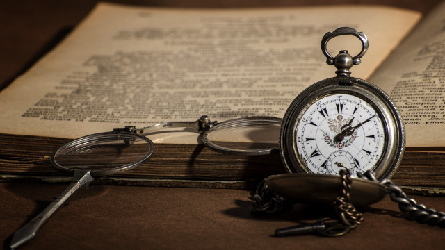 Pocket watch open book magnifying free wallpaper - medium preview image