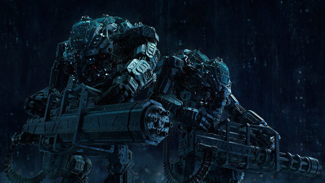 Robot rainy night aurora mecha free wallpaper - medium preview image